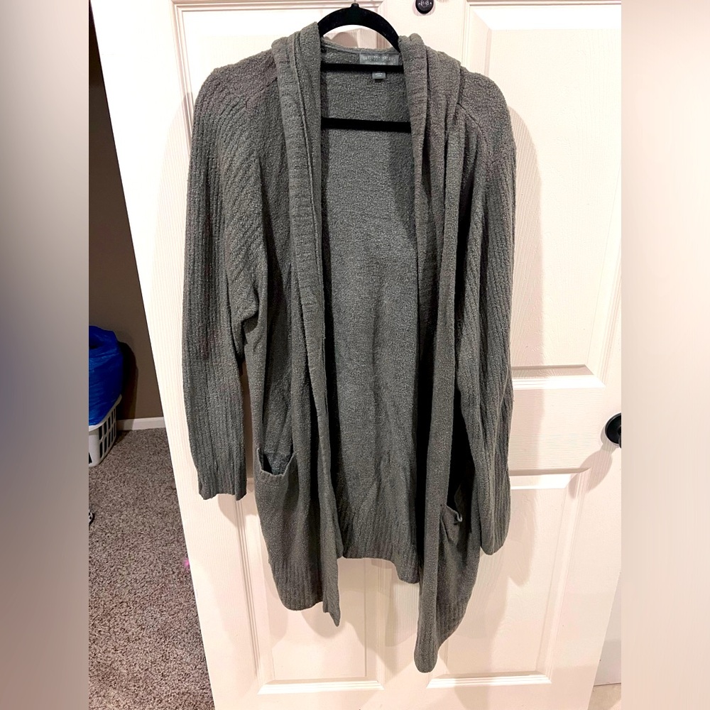 Barefoot Dreams CozyChic Lite Relaxed Hooded Duster Cardigan with Pockets